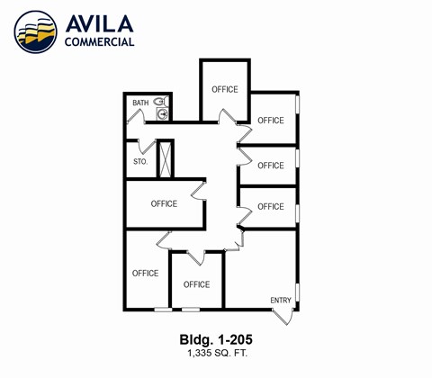 Floor plan for studio, 1335 sqft